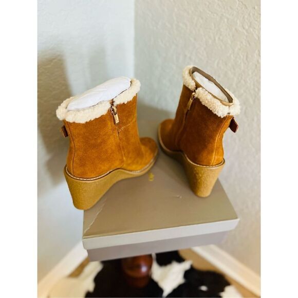FRANCO SARTO Ulayna Water Resistant Suede Fleece Wedge Bootie,‎ Brown, 8.5, NWT - Picture 14 of 17